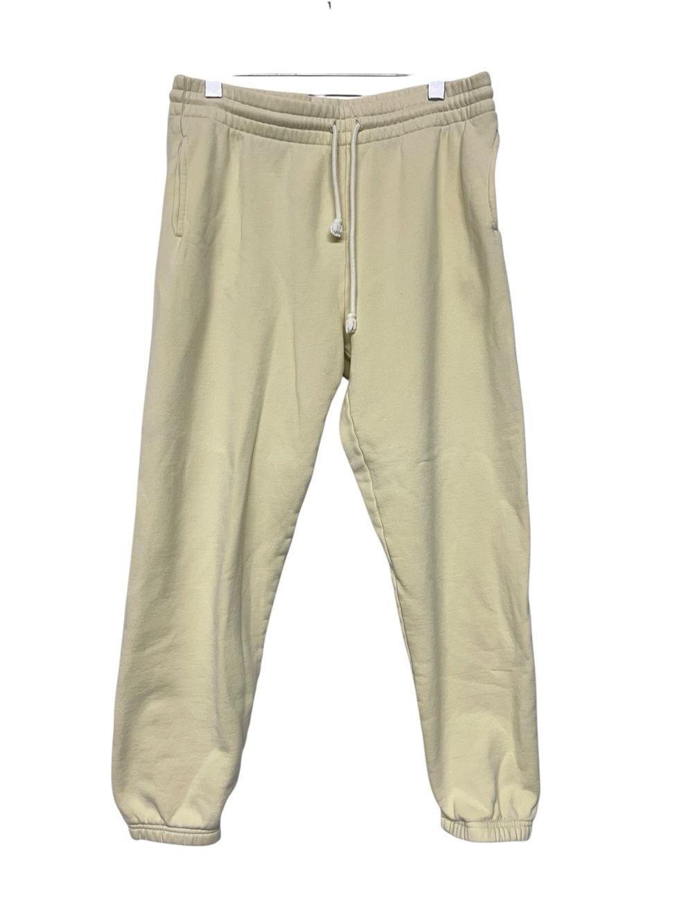 Aritzia TNA Cozy Fleece Light Butter Yellow Jogger Sweatpants Drawstring Waist